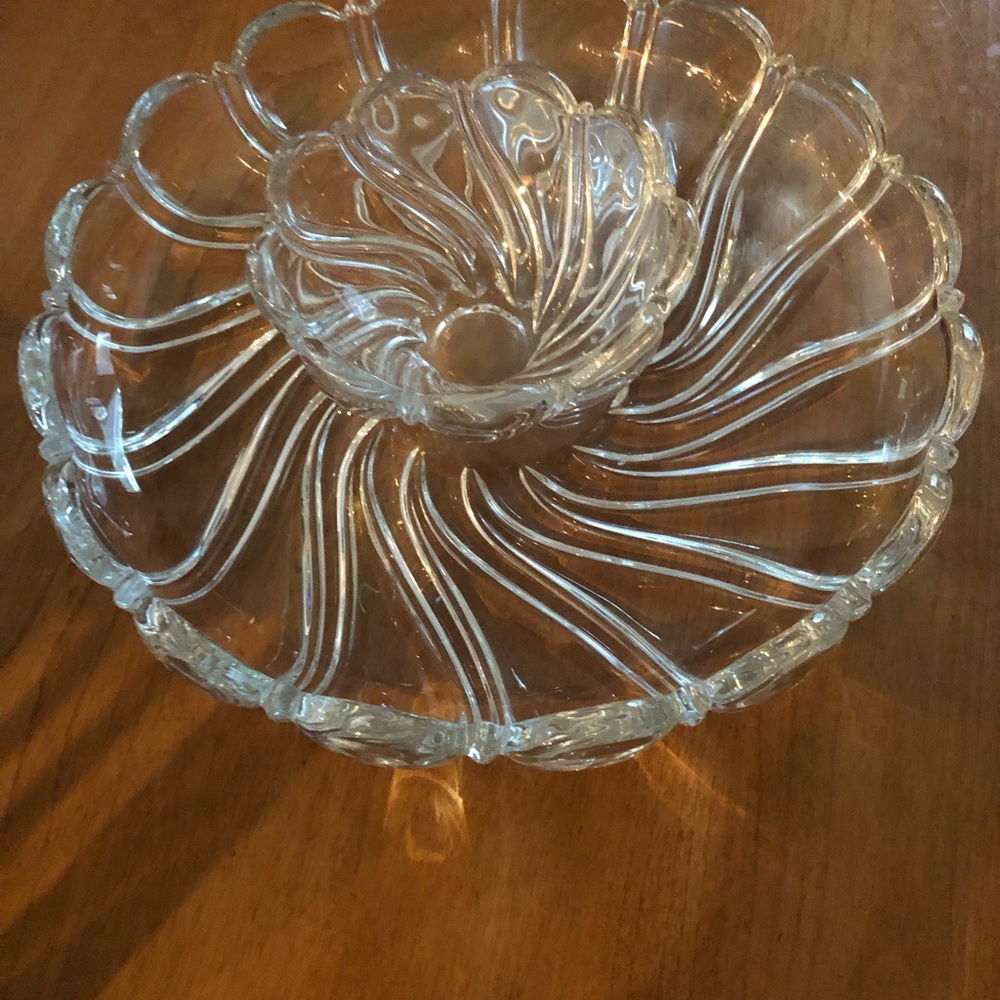 Elegant Clear Glass Swirl Serveware Set Marquis by Waterford 13” diameter